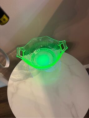 Uranium Glass Bowl with Handles